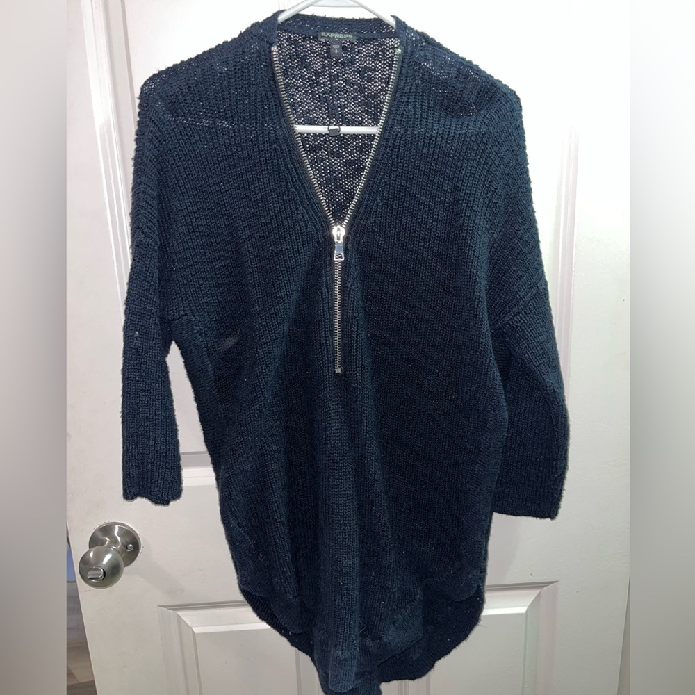 Express Black Sweater with Zipper Detail